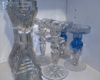 Petal Art Deco cut glass candlesticks - Mikasa "City Lights" Crystal Candlesticks