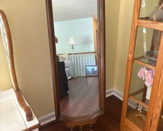 Antique Butler Standing Floor Mirror