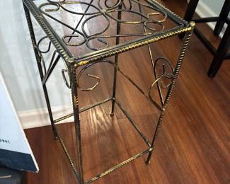 Benjara Lattice Cut Square Top Plant Stand