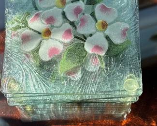 Fused Glass Spring Flower Coasters