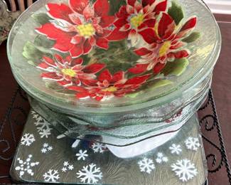 Fused Glass Poinsettia Plates