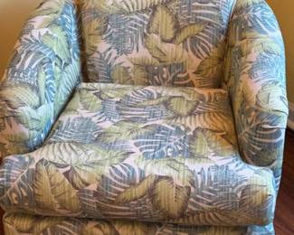 Custom swivel glider barrel chair