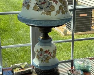 Gone with the Wind Floral Hurricane Lamp