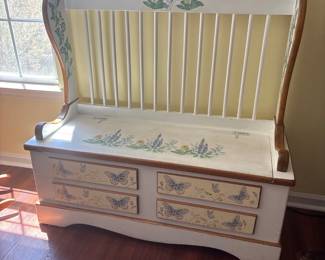 Hand Painted Bench / Toy chest