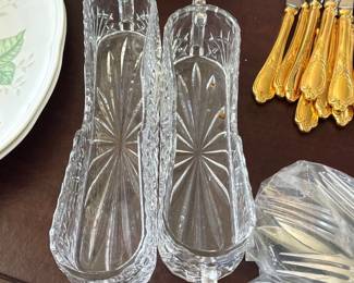 Godinger Shannon Freedom 3 piece Fork Knife Spoon Cutlery Flatware Caddy Holders