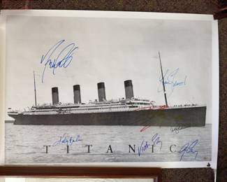 Titanic Poster - Autographed by Leonardo Dicaprio, Kate Winslet, Billy Zane and More! - COA