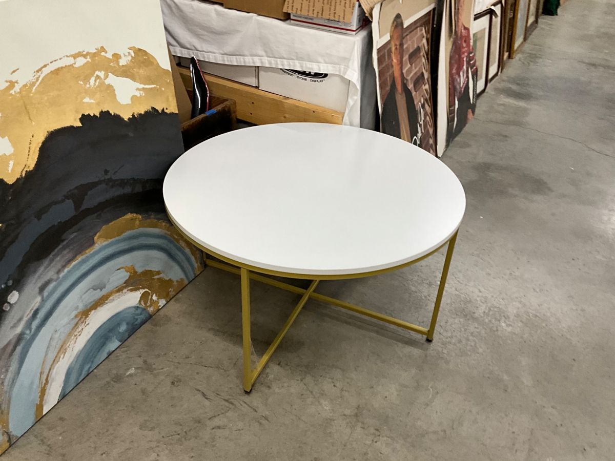 Round Gold Metal Marble Coffee Table