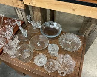 Various Brands - Fostoria EO Brody ,Masserini Barocco, Pyrex and More - Candle Holders, Cream & Sugars, Divided Serving Plate, Misc Dishes