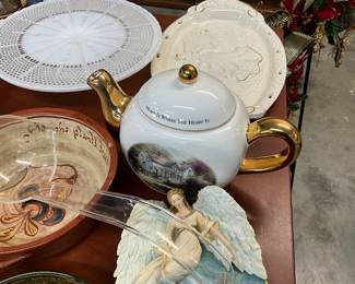 Anchor Milk Glass Cake Platter - Thomas Kinkade Teapot