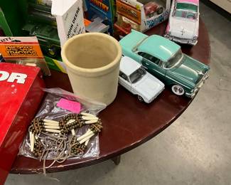 Indian Ivory Necklace & Stoneware Crock