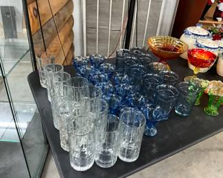 Clear Glass Tumbers - Blue Glass Tumbers & Sherbert Cups