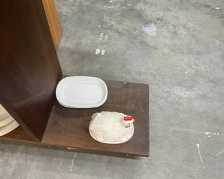 Milk Glass Ceramic Hen on Nest