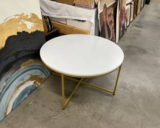 Round Gold Metal Marble Coffee Table
