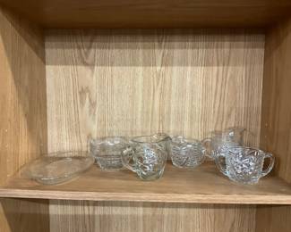 Clear Glass Serving Dish, Creamers & Sugar Bowls