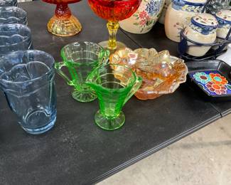 Uranium Glass Cream & Sugar