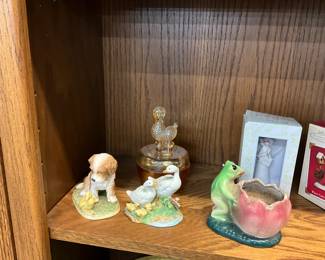 Homco Puppy & Geese Porcelain Figurines - Frog Planter - Marigold Poodle Covered Powder Dish