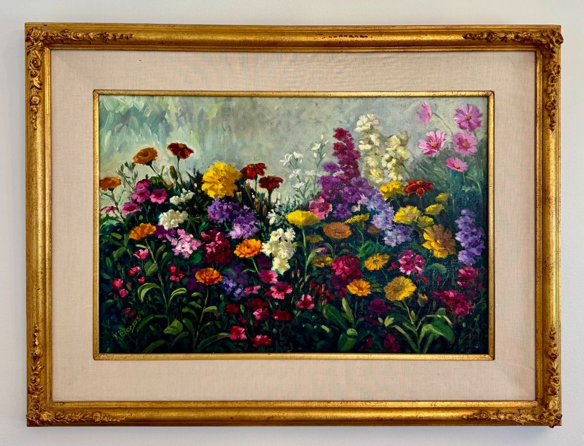 "Mixed Flowers" Oil on Canvas, Signed K. Peterson with COA