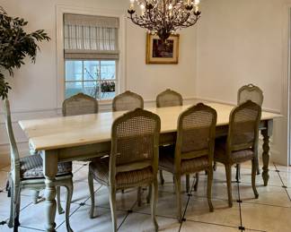 Domain Dining Table & 8 Caned Chairs