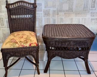 Wicker Chair & Side Table