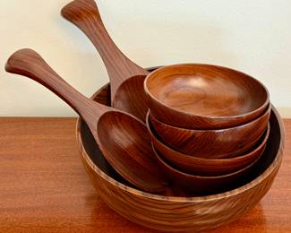 Superb Grenadillo Wood Salad Bowl Set