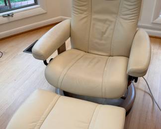 Stressless white leather chair and ottoman (1 of 2)