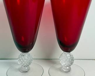 Morgantown Golfball Footed Spanish Red Goblets
