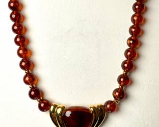 Napier amber tone Lucite necklace