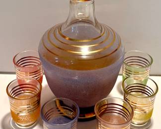 Vintage France liquor decanter and glasses