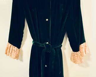 Vintage Fashions by Marilyn green velvet dressing gown