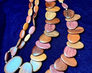 Boho wood disk necklace