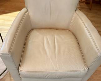 Crate & Barrell white leather chair