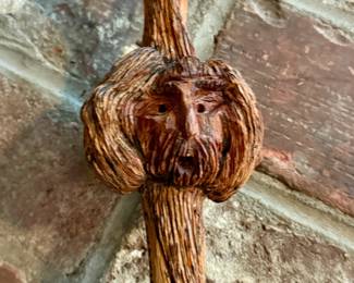 Hand carved wood walking stick