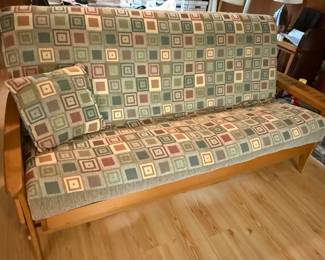 Oak futon with fold down side arms