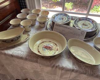 Lenox China Interlude Pattern Silver Rim Red Blue Flower