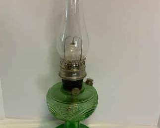 Aladdin Green Glass Model B Oil Lamp
