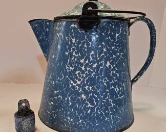 Blue Speckled Granitware Porcelain Match Holder