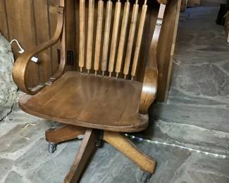 Antique Oak Swivel Desk Chair