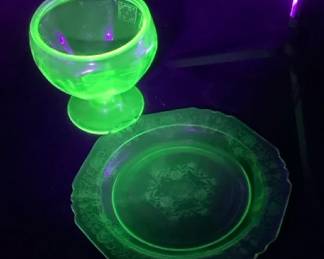 Uranium Glass Candy Jar No Lid