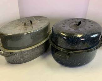 Nesco Granite Ware Speckled Enamel Roasters With Lids