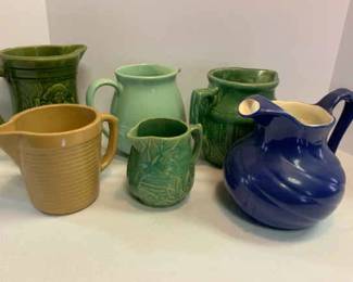 Vintage Ceramic Pitchers Including Red Wing McCoy