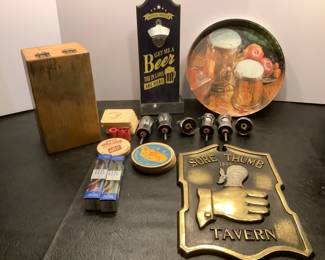 Liquor Pour Spouts, Coasters, Bar Signs Tray