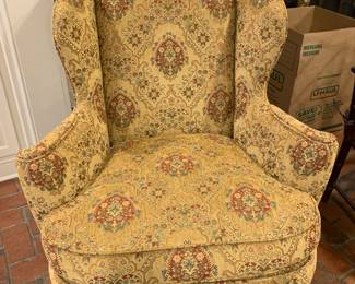 Wingback Hickory Chair with timeless multicolor design.