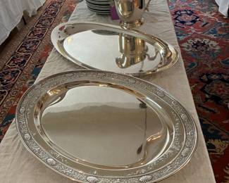 Sterling silver very large trays and Sterling Water Pitcher