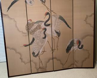 6 ft Silk Screen 4- panel / cranes