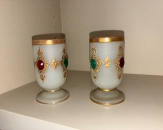 Rare Moser opaline glass with jewels. Bohemian