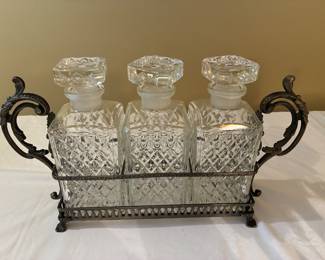 Antique Tantalus decanter set- late 1800's