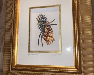 Beautiful gold framed " Weave III" Signed