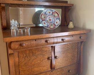 Antique mirrored buffet chest