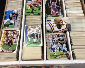 ASSORTED 1990s-2000s NFL, BASEBALL & BASKETBALL CARDS DERICK THOMAS, JOHN RANDLE, GARY CLARK, STEVE MCMICHAELS, HERMAN MOORE, J.J. REDDICK, GLEN ROBINSON, KEN GRIFFEY JR. 200+ CARDS TOTAL