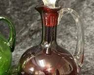 Cranberry Cut to Clear Glass Decanter